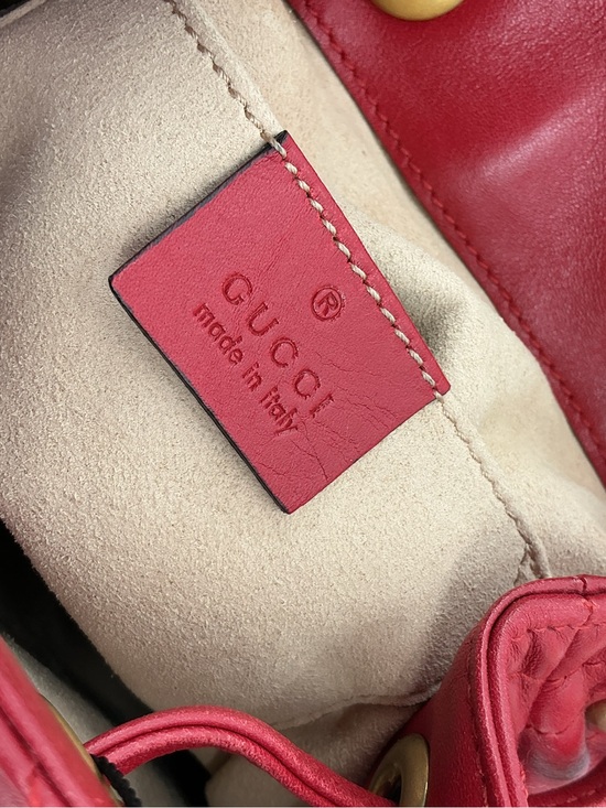 Gucci GG Marmont Mini Backpack Red Matelassé Leather Antique Gold Auth COA main image 12